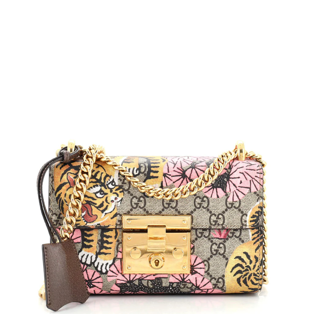 Padlock Shoulder Bag Bengal Print GG Coated Canvas Small | Rebag