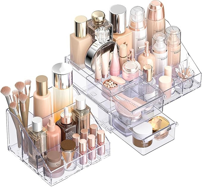 Makeup Organizer For Vanity, Large Capacity Make Up Organization And Skincare Storage With Drawer... | Amazon (US)