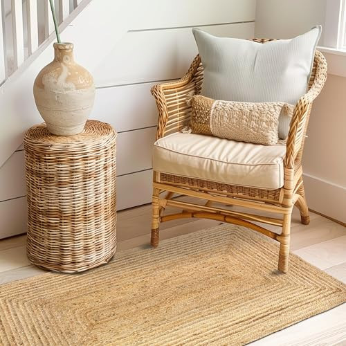 Super Area Rugs Farmhouse Jute Braided Rug - Reversible Natural Fiber- Eco Friendly Rug for Living Room - Kitchen - Entryway Hand Woven, Natural, Rectangle 2' X 3' | Amazon (US)