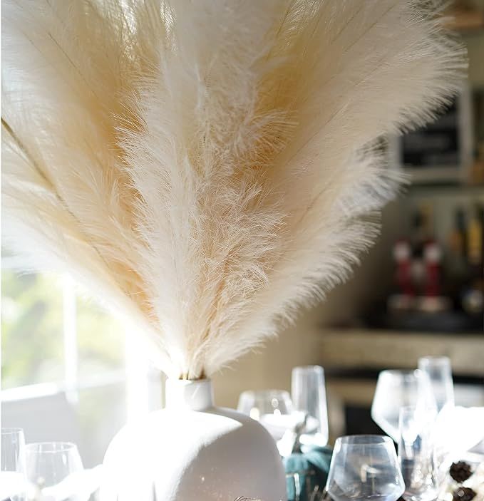 Trendy Home Decor Pampas Grass Decor Tall (3 Pcs - 44 inch Natural/Beige Or Pink) Super Fluffy | ... | Amazon (US)