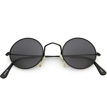 True Vintage Small Thin Frame Circle Sunglasses Neutral Colored Lens 42mm (Black / Smoke) | Walmart (US)