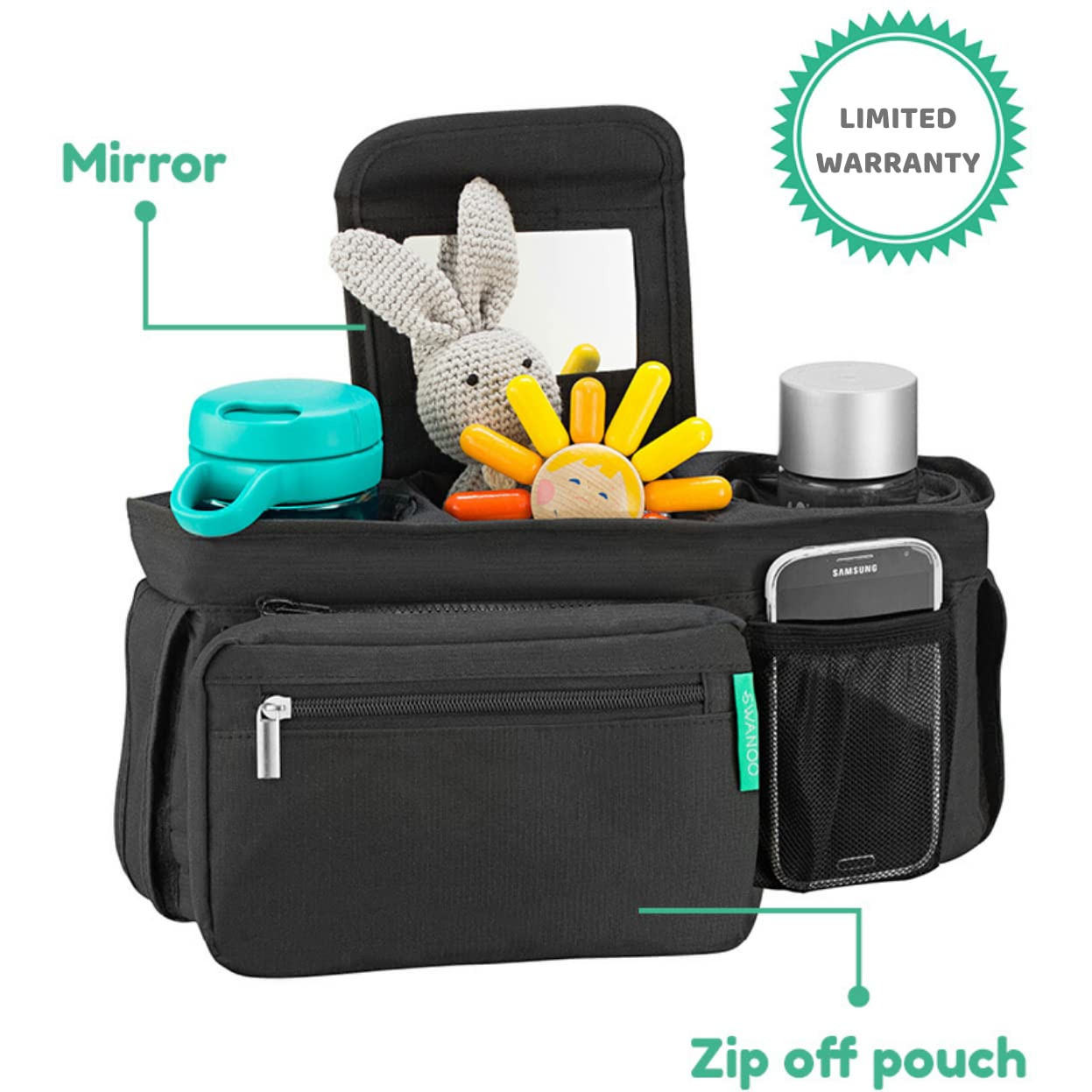 Non-Slip Stroller Organizer With Cup Holders, Exclusive Straps Grip Handlebar. Universal Fit For ... | Amazon (US)