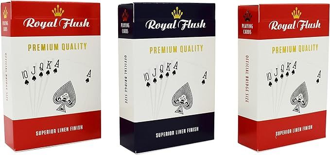 Royal Flush Playing Cards UK – 3 x Deck of Cards, Superior Cartamundi Linen Finish, Easy To Shu... | Amazon (UK)