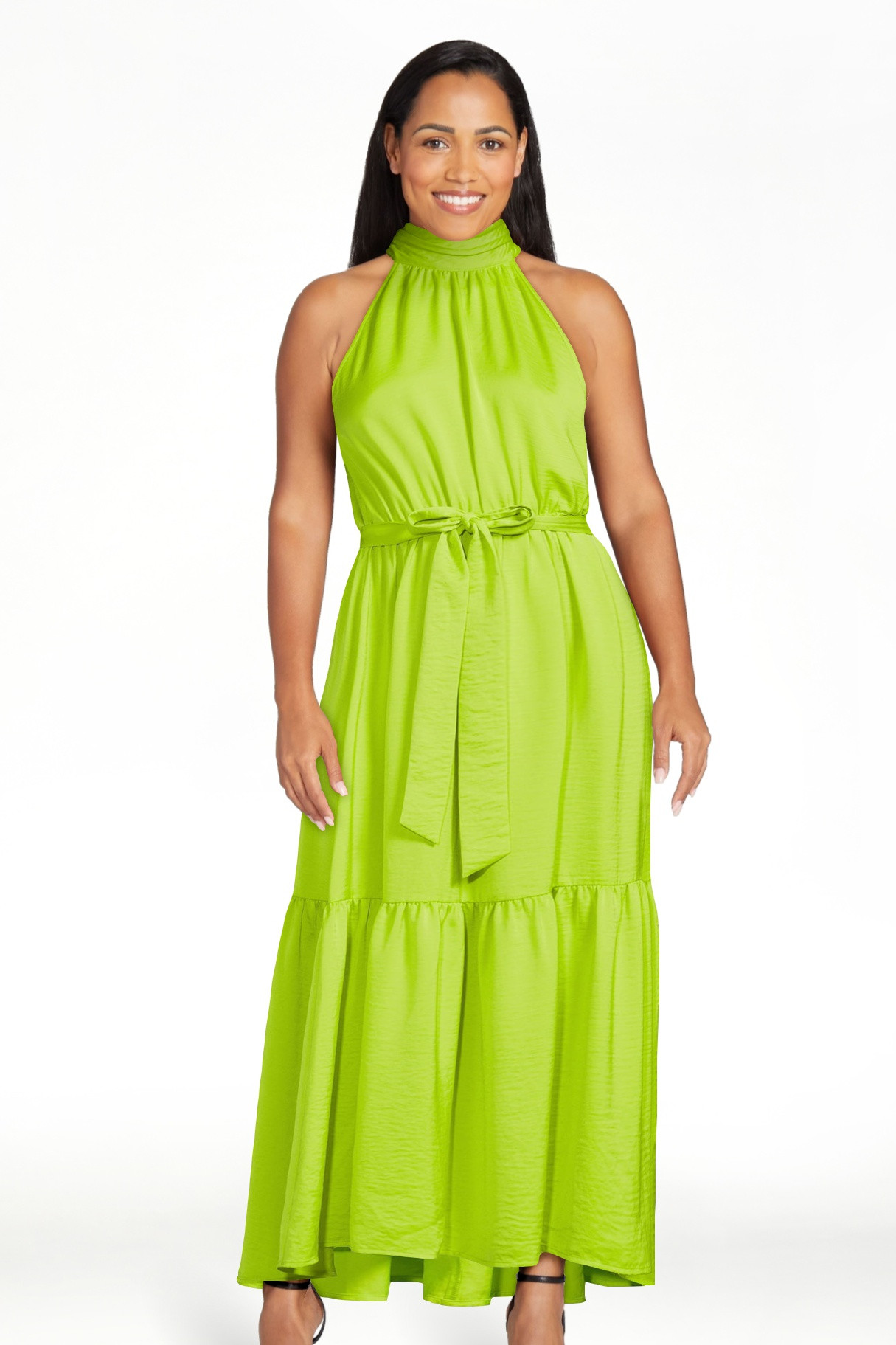 Scoop Women's Satin Halter Midi Dress | Walmart (US)