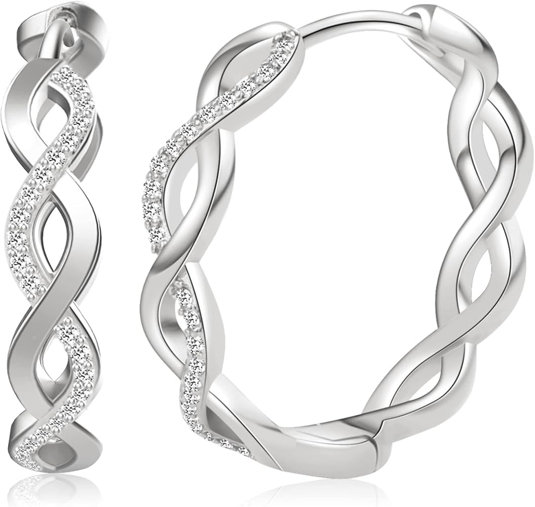 MORAOWA Twisted Gold & Silver Hoop Earrings for Women 14K Gold Plated Small Gold Hoop Earrings 925 S | Amazon (US)