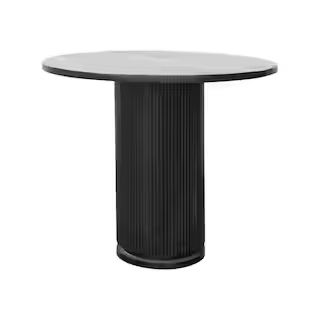 Storied Home Stained Black Mango Wood 35 in. Ribbed Base Pedestal Dining Table Seats 2 DF5919MC -... | The Home Depot