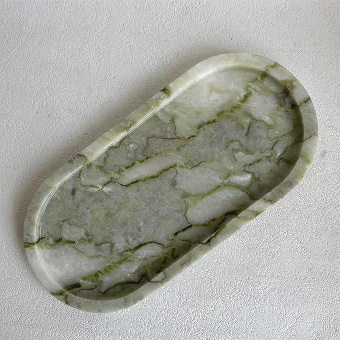 Natural Marble Oval Tray Ornaments Vintage Small Tray Storage Dish for Counter, Vanity, Dresser, ... | Amazon (US)
