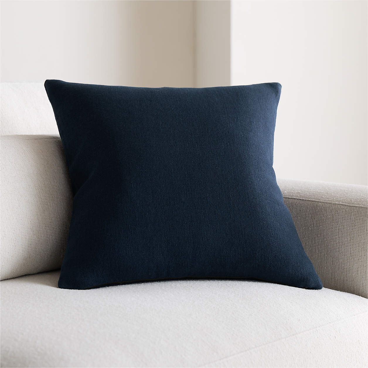 Relaxed Linen Layering 20"x20" Blue Throw Pillow Cover + Reviews | Crate & Barrel | Crate & Barrel