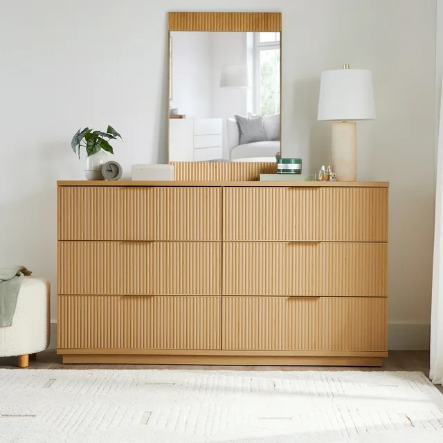 Better Homes & Gardens Lillian Fluted 6 Drawer Dresser, Natural Pine Finish | Walmart (US)