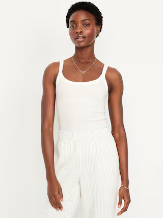 90s Ribbed Lace-Trim Tank | Old Navy (US)