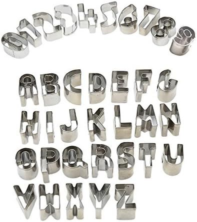 Amazon.com: Mini Alphabet and Number Cookie Cutters Set of 36 Pieces Stainless Steel Small Mold T... | Amazon (US)