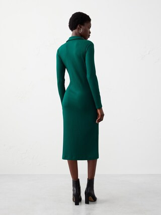 Wide-Ribbed Knit Midi Dress | Banana Republic Factory