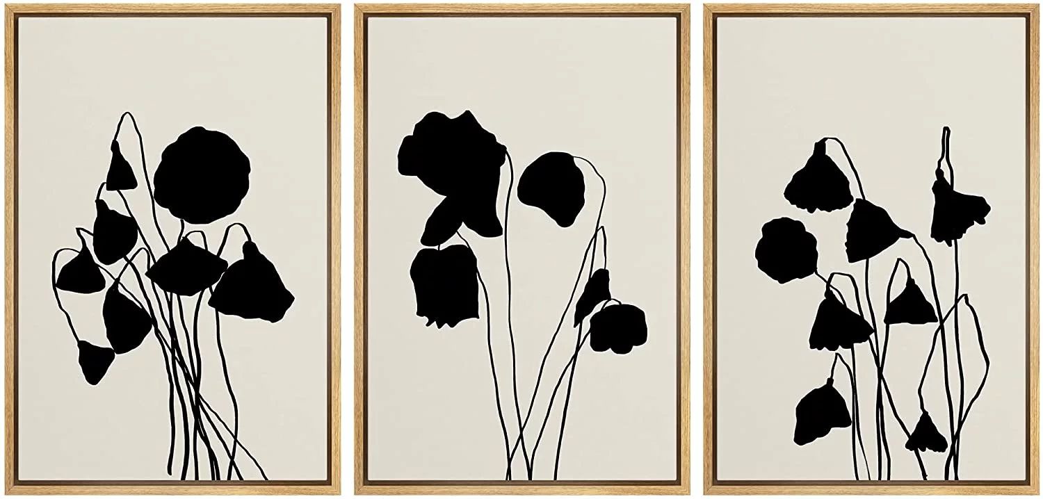 PixonSign Framed Canvas Print Wall Art Set Duotone Tulip Flower Garden Plant Collage Abstract Sha... | Walmart (US)