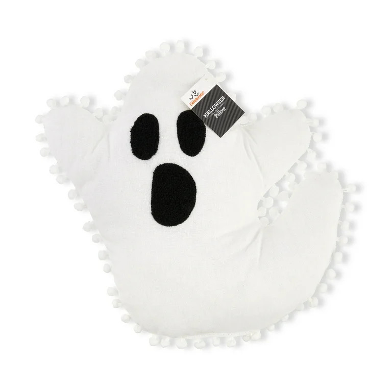 Fall, Harvest 13 in White Ghost-Shaped Decorative Pillow, Way to Celebrate! | Walmart (US)