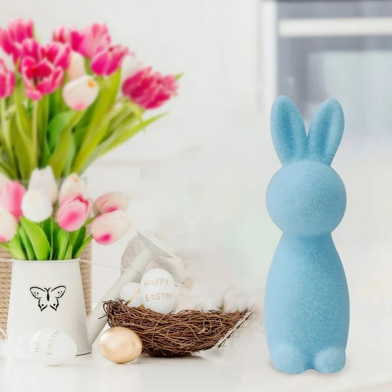 CHUOU Easter Flocked Bunny Decor, Blue, 7.48 inch, by Way to Celebrate | Walmart (US)