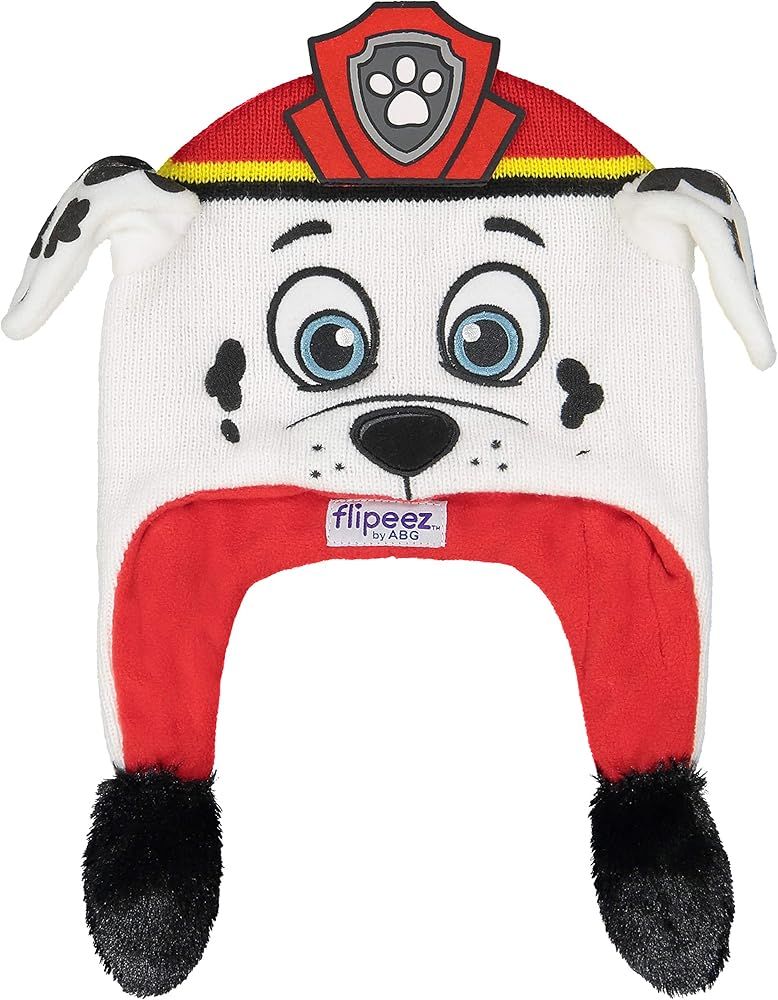 Winter Hat, Paw Patrol Marshall Squeeze and Flap Fun Cold Weather Beanie for Kids, White/Red, Lit... | Amazon (US)