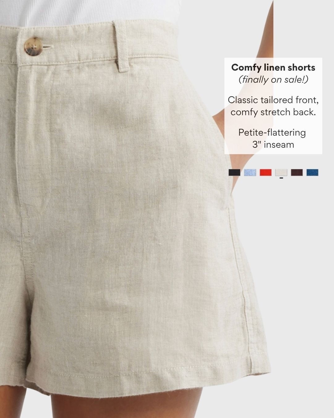 I take 00 in these 100% linen lightweight shorts with stretch back. 

They have cute matching tops and bottoms for some colors. These are 100% linen so they will wrinkle like linen does. Darker colors show wrinkles less

#LTKxMadewell

#LTKPetite #LTKSaleAlert