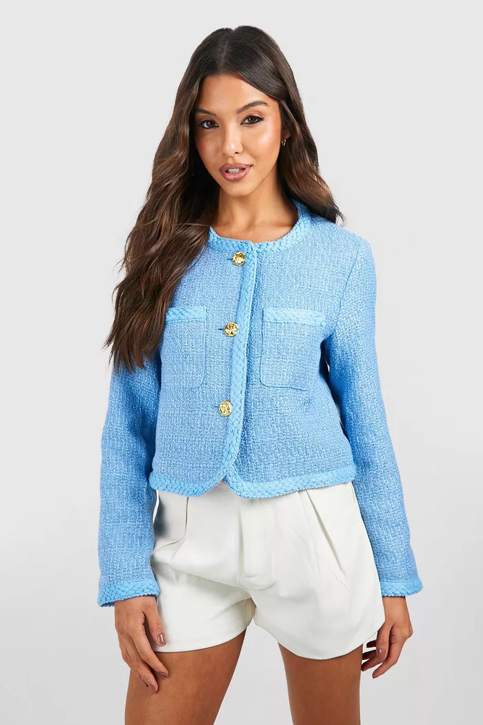 Boucle Button Detail Jacket | boohoo (US & Canada)