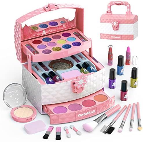 PERRYHOME Kids Makeup Kit for Girl 35 Pcs Washable Real Cosmetic, Safe & Non-Toxic Little Girl Ma... | Amazon (US)
