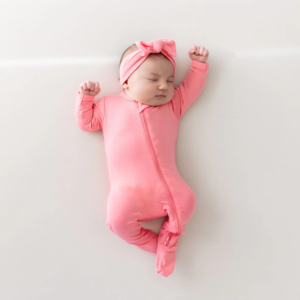 Zippered Footie in Guava | Kyte Baby