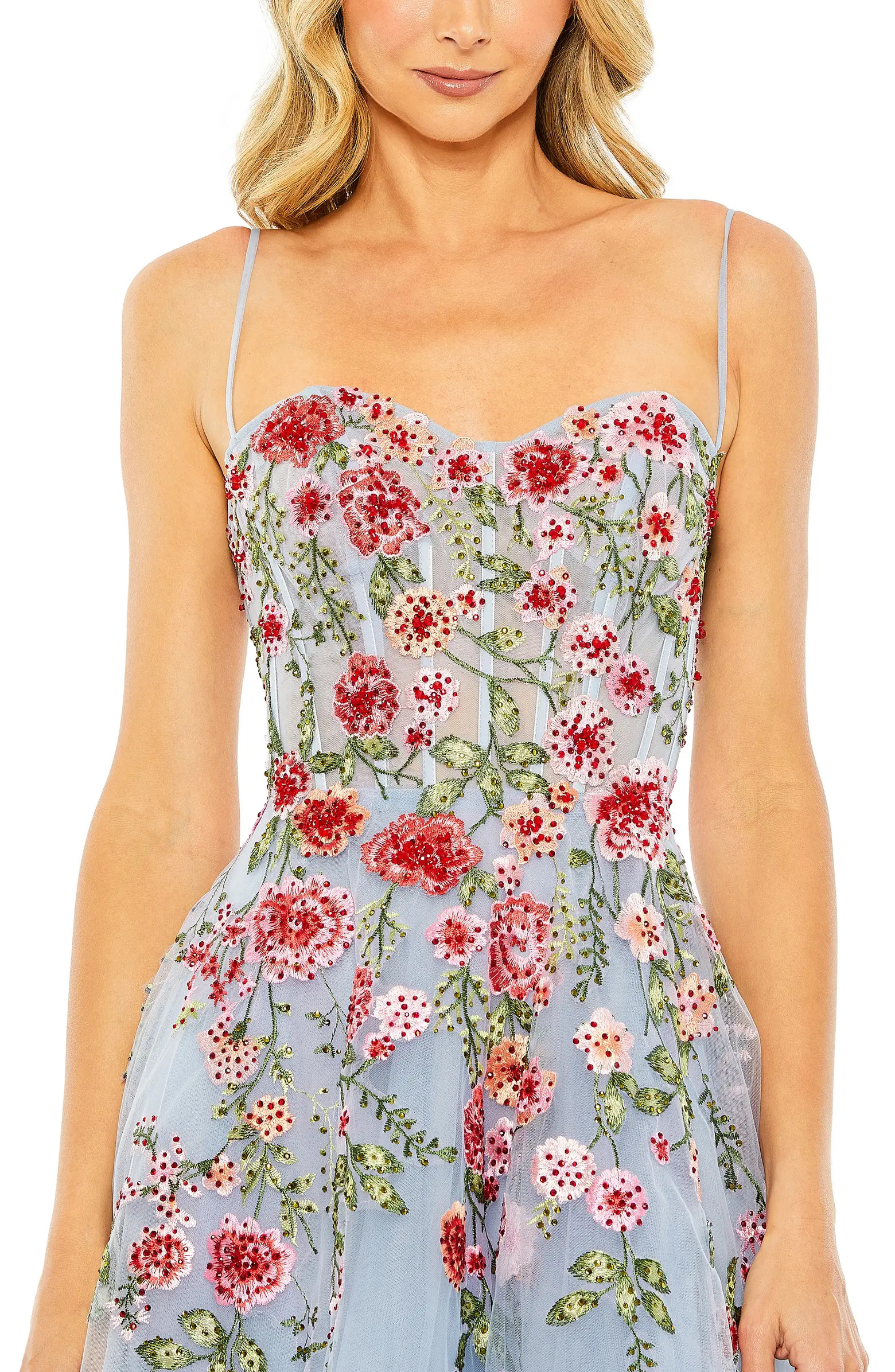 Bustier Embroidered Floral A-Line Dress | Nordstrom