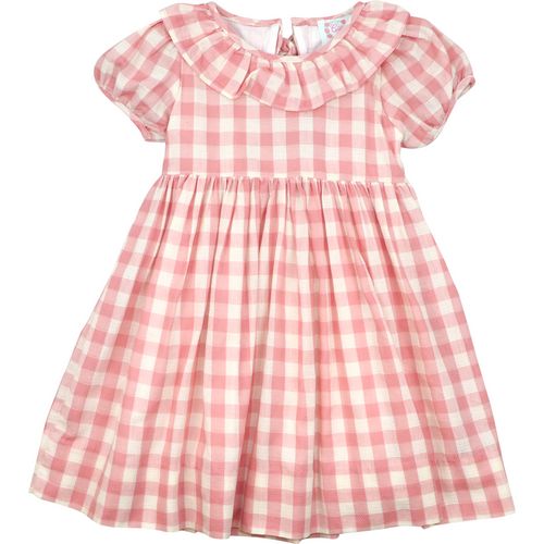 Pink Check Linen Open Back Dress | Cecil and Lou