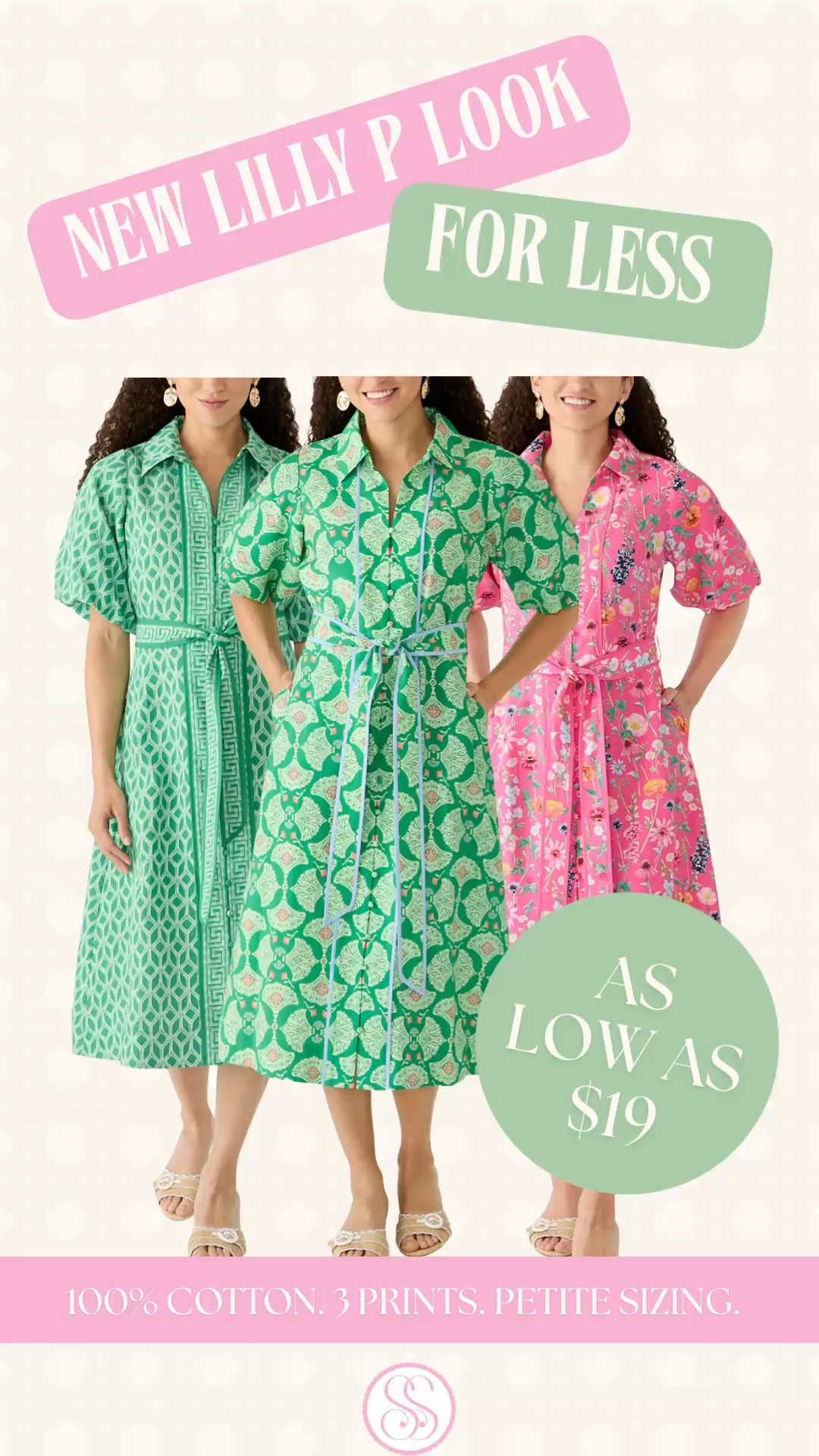 Lilly Pulitzer look for less, Lilly P inspired dress, belk summer dress

New dresses just dropped and they are giving major Lilly P energy for a fraction of the cost.

Regular sizing is $35, petite is as low as $20, and for 100% cotton dresses with this much color and print, that is honestly a steal. These have that cheerful resort dress look women love for summer: bright green prints, pink floral print, button-front shirt dress shape, self-tie waist, easy midi length, pockets, and that polished preppy vacation feel.

There are 3 prints, and each one has its own little Lilly P moment. The green geometric print feels classic Palm Beach. The green floral print is giving resort lunch and beach-town shopping. The pink print is the fun one for brunch, vacation dinners, girls trips, and summer parties.

I’m 5’4, so I usually just miss petite, but petite works for me from this brand. 

These are the dresses for summer vacation outfits, resort wear, beach trips, brunch, church, garden parties, Memorial Day weekend, Fourth of July outfits, casual summer dinners, coastal trips, and everyday warm-weather style when you want the designer look without the designer price.

If you’re searching for Lilly Pulitzer inspired dress, Lilly P look for less, Walmart dress find, Walmart fashion finds, cotton summer dress, petite summer dress, petite dress women, preppy summer dress, Palm Beach style, resort dress, vacation dress women, colorful summer dress, pink floral dress, green printed dress, shirt dress women, button front dress, dress with pockets, affordable summer dress, or designer look for less, these are such basically the steal of the century. 

#LTKFindsUnder50 #LillyPulitzer #LookForLess #SummerDress #WeddingGuestDress #VacationDress #PreppyStyle #ResortWear

#LTKSeasonal #LTKSaleAlert #LTKWedding