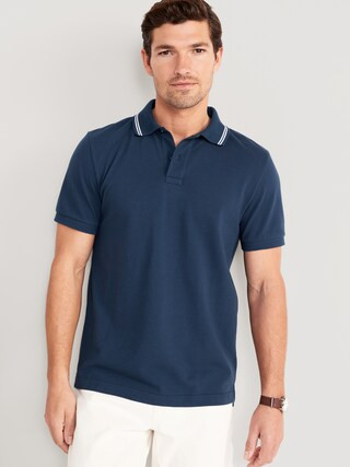 Tipped-Collar Classic Fit Pique Polo for Men | Old Navy (US)