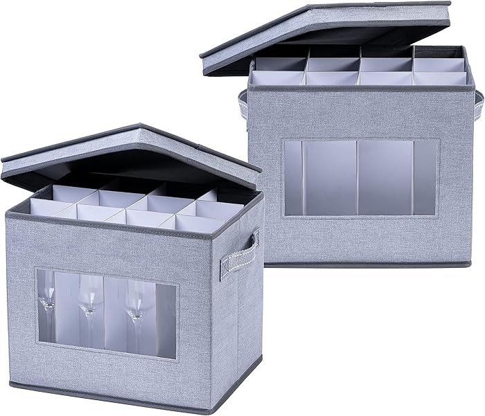 VENO 2 Pack Champagne Flute Glass Storage Box, Stemware Storage Case Hard Shell, Christmas Holida... | Amazon (US)