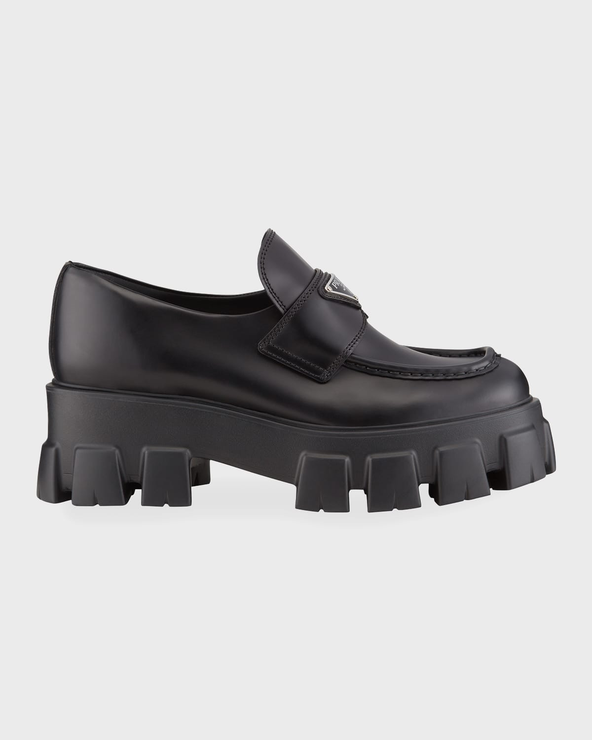 Monolith Leather Logo Platform Loafers | Neiman Marcus