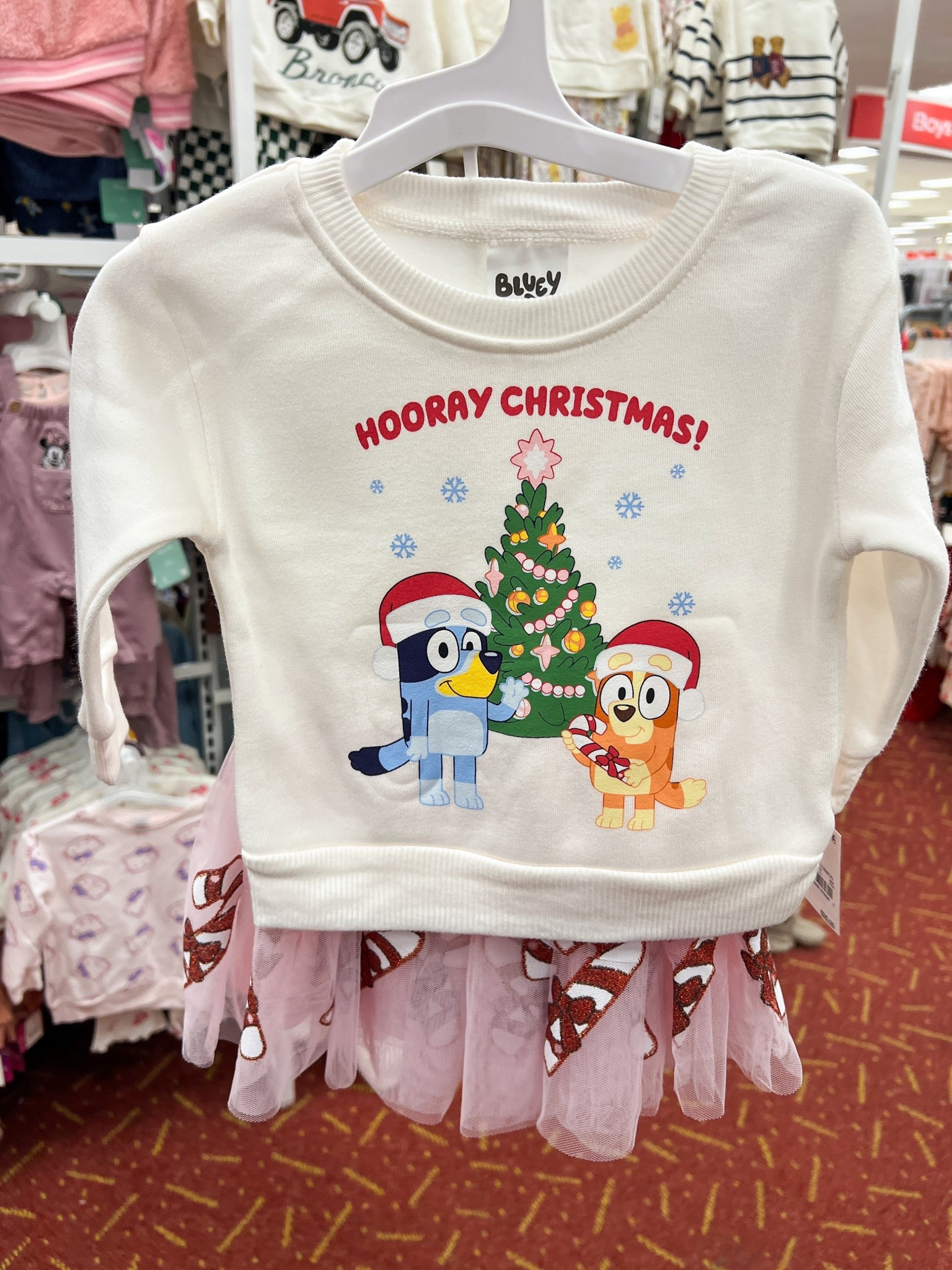 Bluey Christmas sweatshirt and a candy cane tutu?! Obsessed with this set 😩💙 

Target kids, Target style, Bluey set 

#LTKFindsUnder50 #LTKHoliday #LTKKids