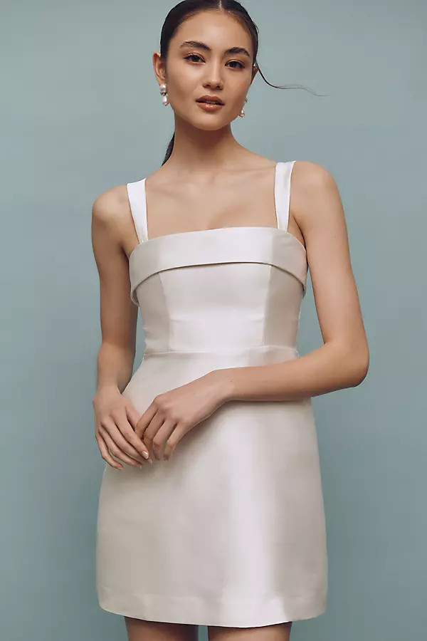 BHLDN Sleeveless Square-Neck Taffeta A-Line Mini Dress | Anthropologie (US)