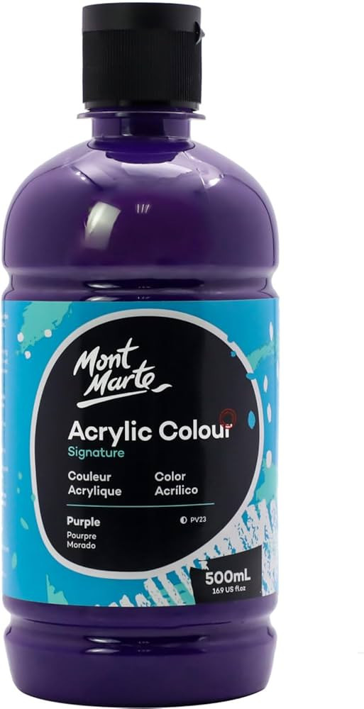 Mont Marte Signature Purple Acrylic Paint, 16.9oz (500ml), Semi-Matte Finish, Suitable for Canvas... | Amazon (US)
