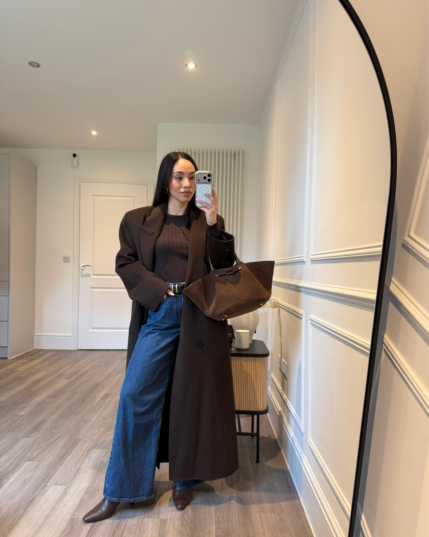 OOTD styling chocolate brown with indigo blue denim wearing my fave Frankie shop coat 

#LTKspring #LTKwinter #LTKstyletip