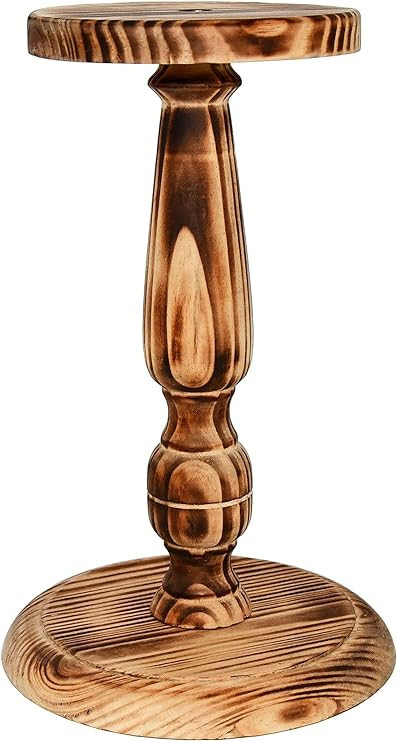 Owlgift Rustic Burnt Vintage Style Wood Hat Stand, Wig Holder Display, Helmet Organizer Storage | Amazon (US)