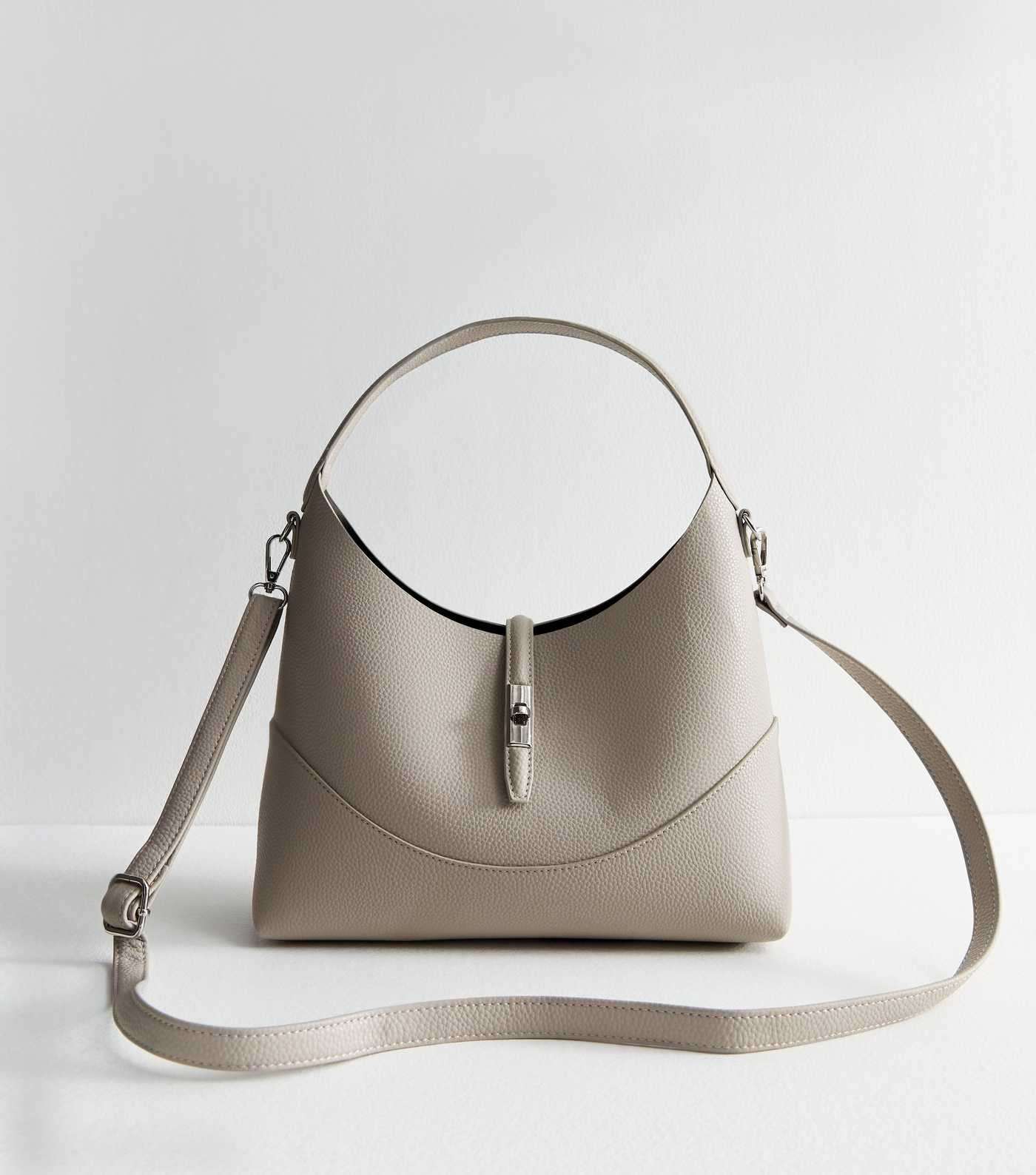 Light Grey Faux Leather Pouch Shoulder Bag
						
						Add to Saved Items
						Remove from Save... | New Look (UK)