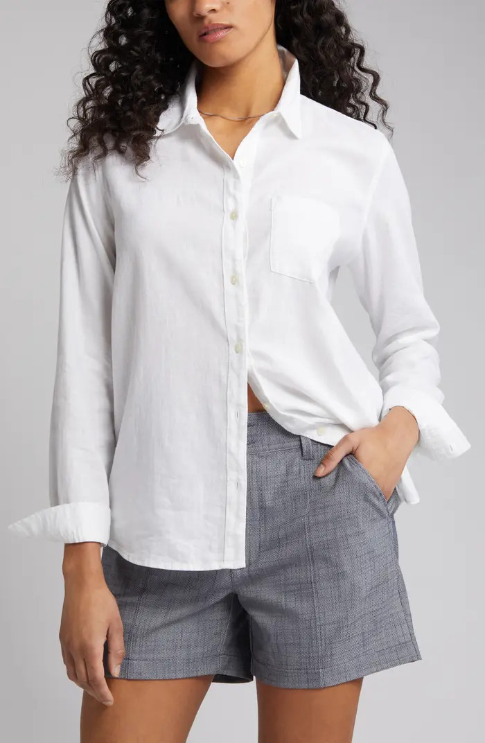 Casual Linen Blend Button-Up Shirt | Nordstrom