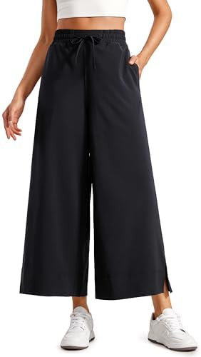 CRZ YOGA Lightweight Wide Leg Cropped Pants for Women 25" - Casual Travel Work Sweatpants Summer | Amazon (US)