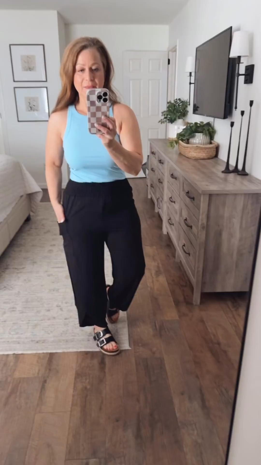 Spring + summer outfit inspo

•Sleeveless, Racerback tank
•Pants - wide leg palazzo pants,  loose fit and smocked elastic waistband
•Sandals 

I wear a small in top and pants 
Shoes TTS

#LTKMidsize #LTKootd #LTKPetite