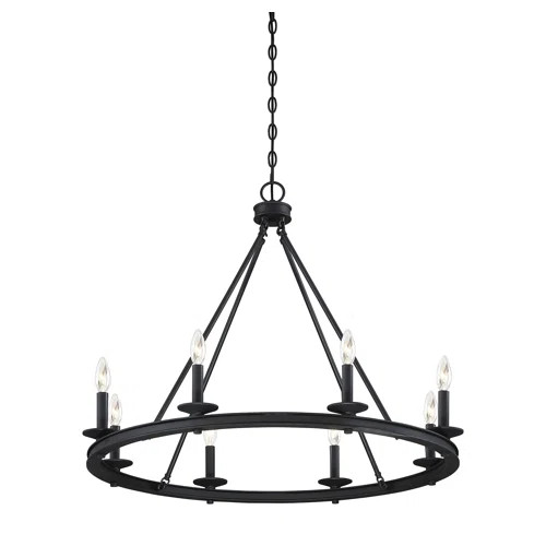 Poynor 6 - Light Candle Style Wagon Wheel Chandelier | Wayfair Professional