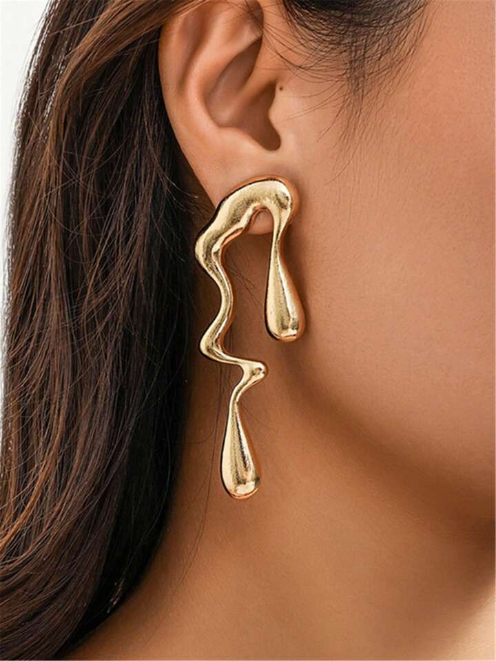 1pair Exaggerated Asymmetrical & Asymmetrical Design Earrings, Perfect For Daily Wear | SHEIN