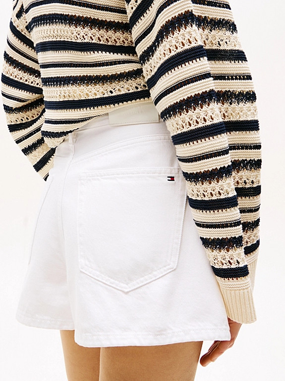 White High Rise Flare Denim Shorts | Tommy Hilfiger UK