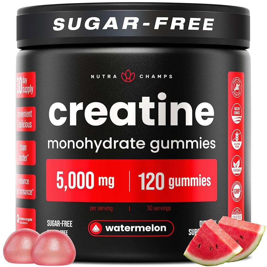 NutraChamps 120 Creatine Gummies for Men & Women - 5g Sugar Free Chewable Creatine Monohydrate Gu... | Amazon (US)