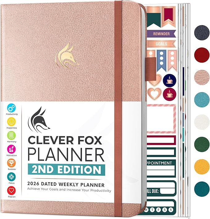 Clever Fox Planner 2nd Edition Dated Jan 2026-Jan 2027 – Colorful Weekly & Monthly Goal Setting... | Amazon (US)