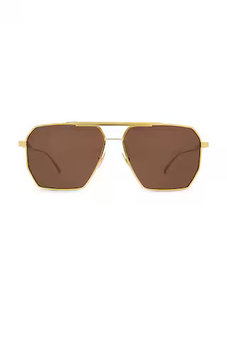 Metal Hexagonal Aviator in Shiny Gold | Revolve Clothing (Global)