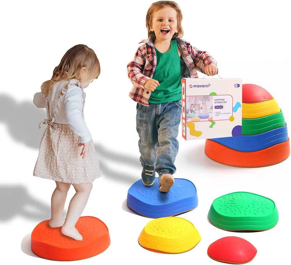 makarci Stepping Stones for Kids, 5pcs Non-Slip Plastic Balance River Stones for Promoting Childr... | Amazon (US)