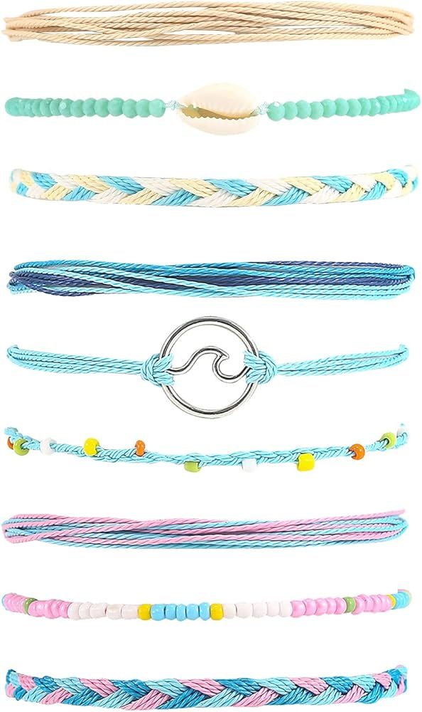 Surfer Wave Bracelets for Teen Girls Summer Beach Bracelets Handmade Braided Rope Friendship Brac... | Amazon (US)