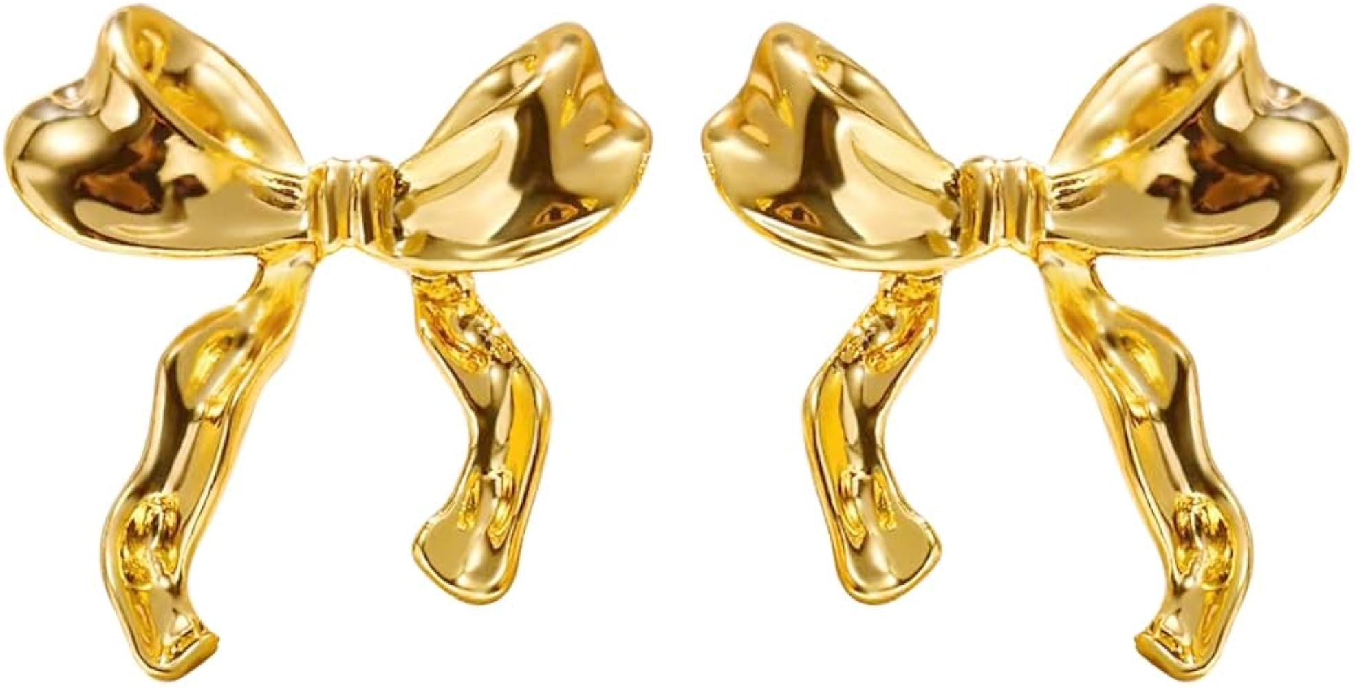 Gold Silvery Bow Earrings for Women Classic Ribbon Bow Stud Earrings Cute Bowknot Earrings Gift | Amazon (US)
