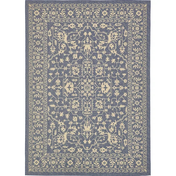 Aarav Oriental Blue/Beige Indoor / Outdoor Area Rug | Wayfair North America