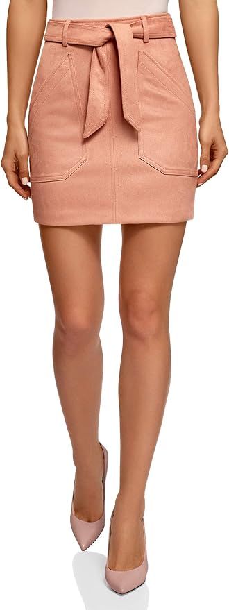 oodji Ultra Women's Belted Faux Suede Skirt | Amazon (US)